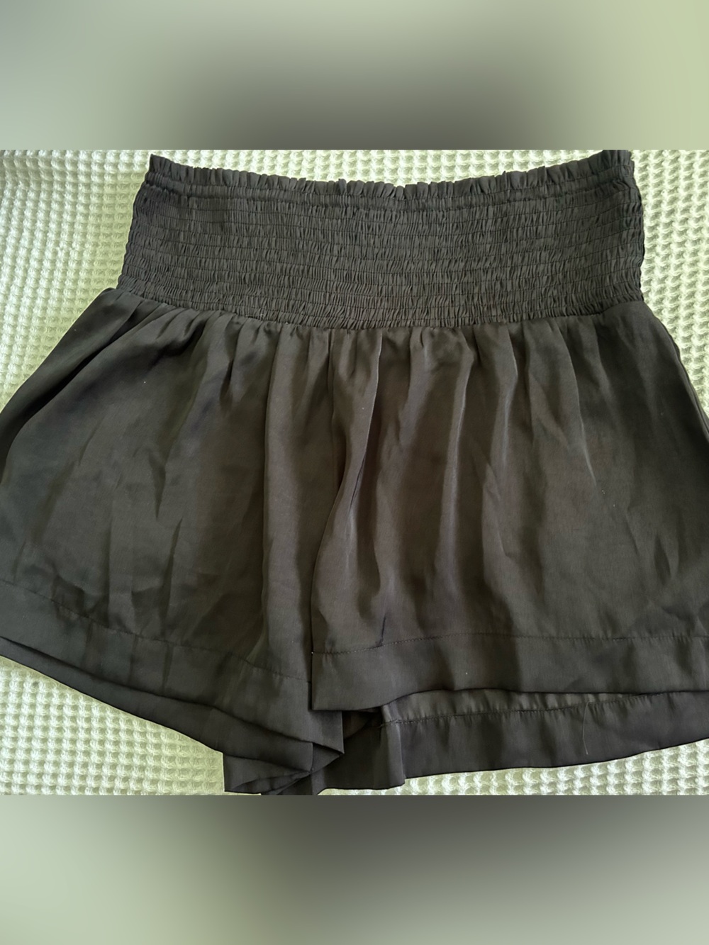 Pookie and Sebastian Smocked Waist Black shorts for Women